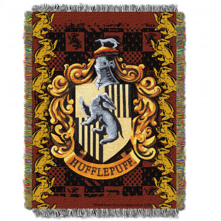 Harry Potter Hufflepuff Shield Woven Tapestry Throw Blanket 48" x 60"